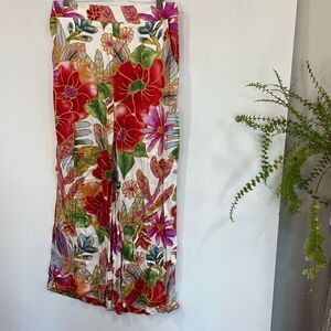 Cynthia Rowley wide leg tropical floral silky pant